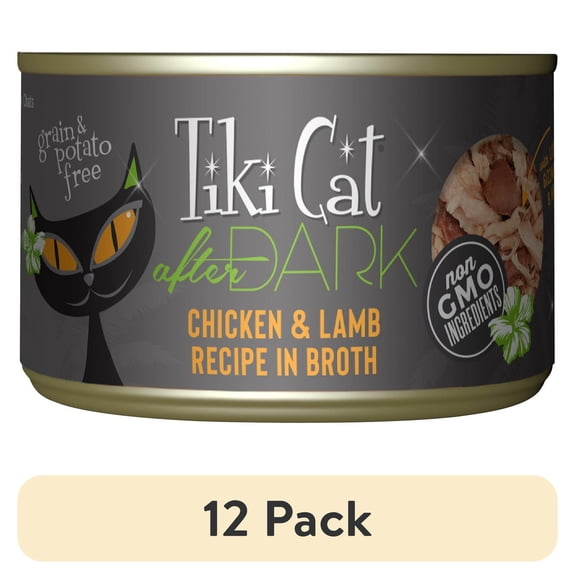 (12 pack) Tiki Cat After Dark Whole Foods Wet Cat Food, Chicken & Lamb, 5.5 oz. Can