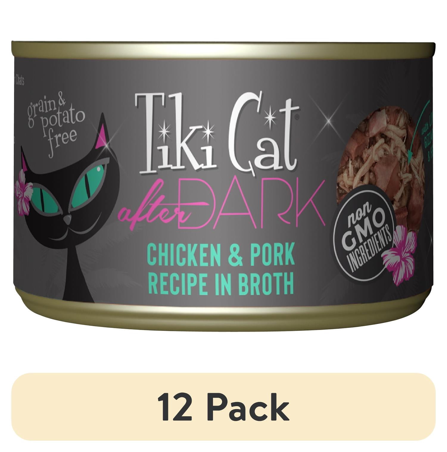 (12 pack) Tiki Cat After Dark Whole Foods Wet Cat Food, Chicken & Pork, 5.5 oz. Can