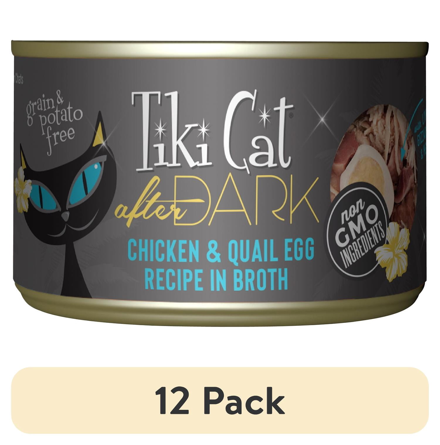 (12 pack) Tiki Cat After Dark Whole Foods Wet Cat Food, Chicken & Quail Egg, 5.5 oz. Can