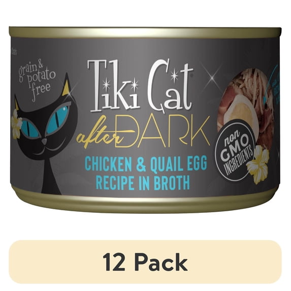 (12 pack) Tiki Cat After Dark Whole Foods Wet Cat Food, Chicken & Quail Egg, 5.5 oz. Can