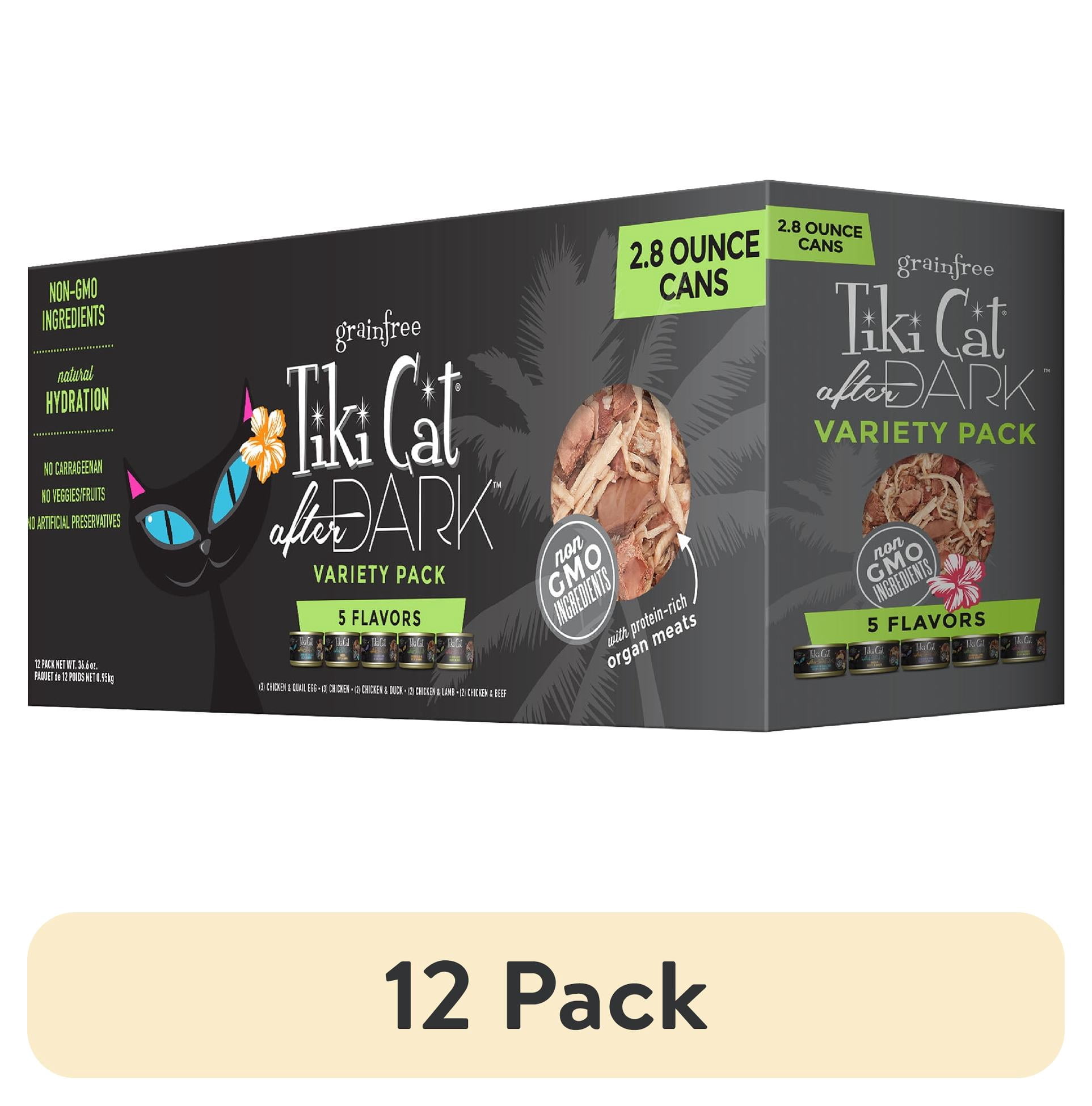 (12 pack) Tiki Cat After Dark Whole Foods Wet Cat Food, Variety Pack, 2.8 oz. Can (12 Count)