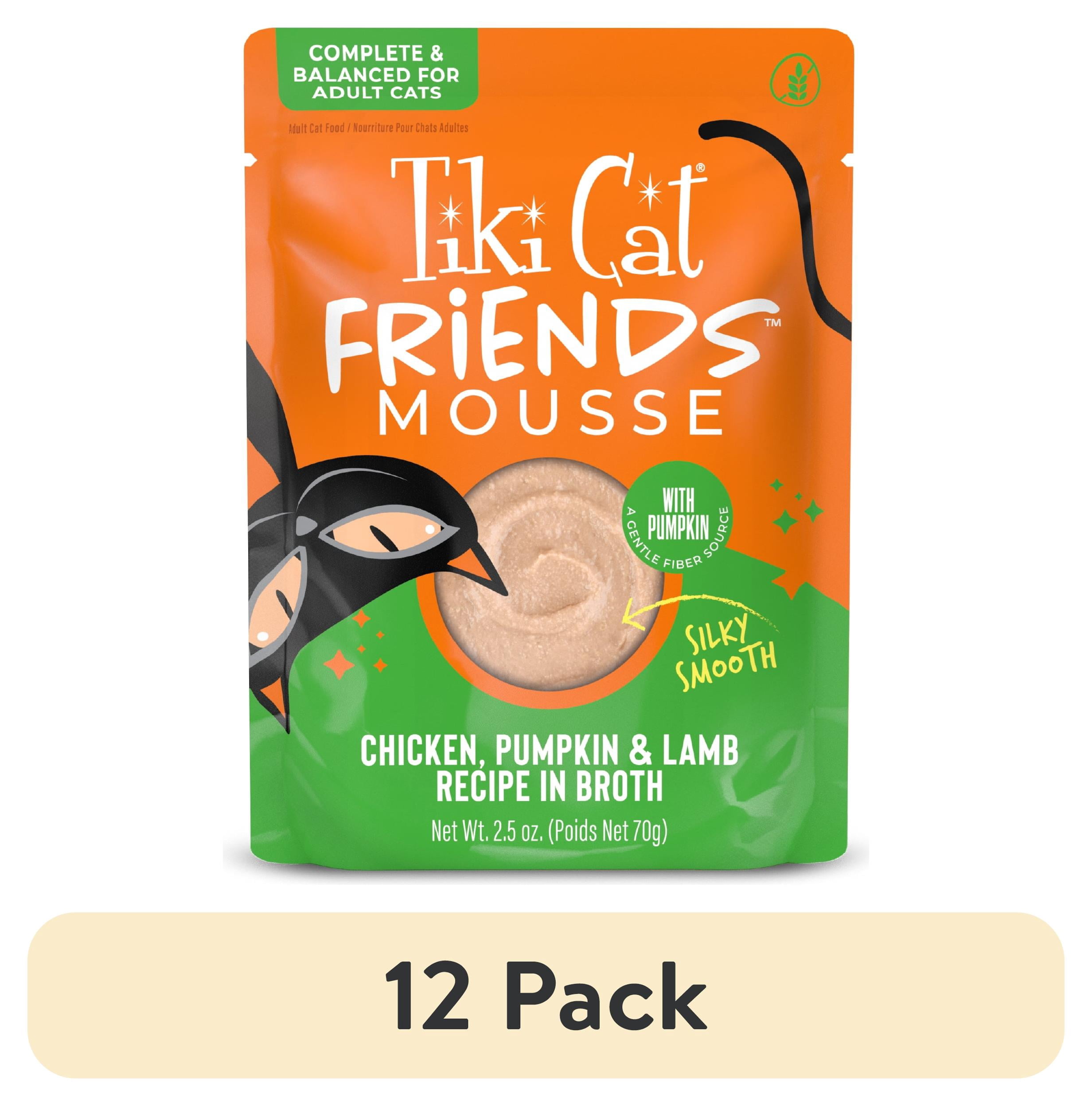 (12 pack) Tiki Cat Friends Mousse Chicken, Pumpkin & Lamb Recipe in Broth, 2.5 oz. Pouch