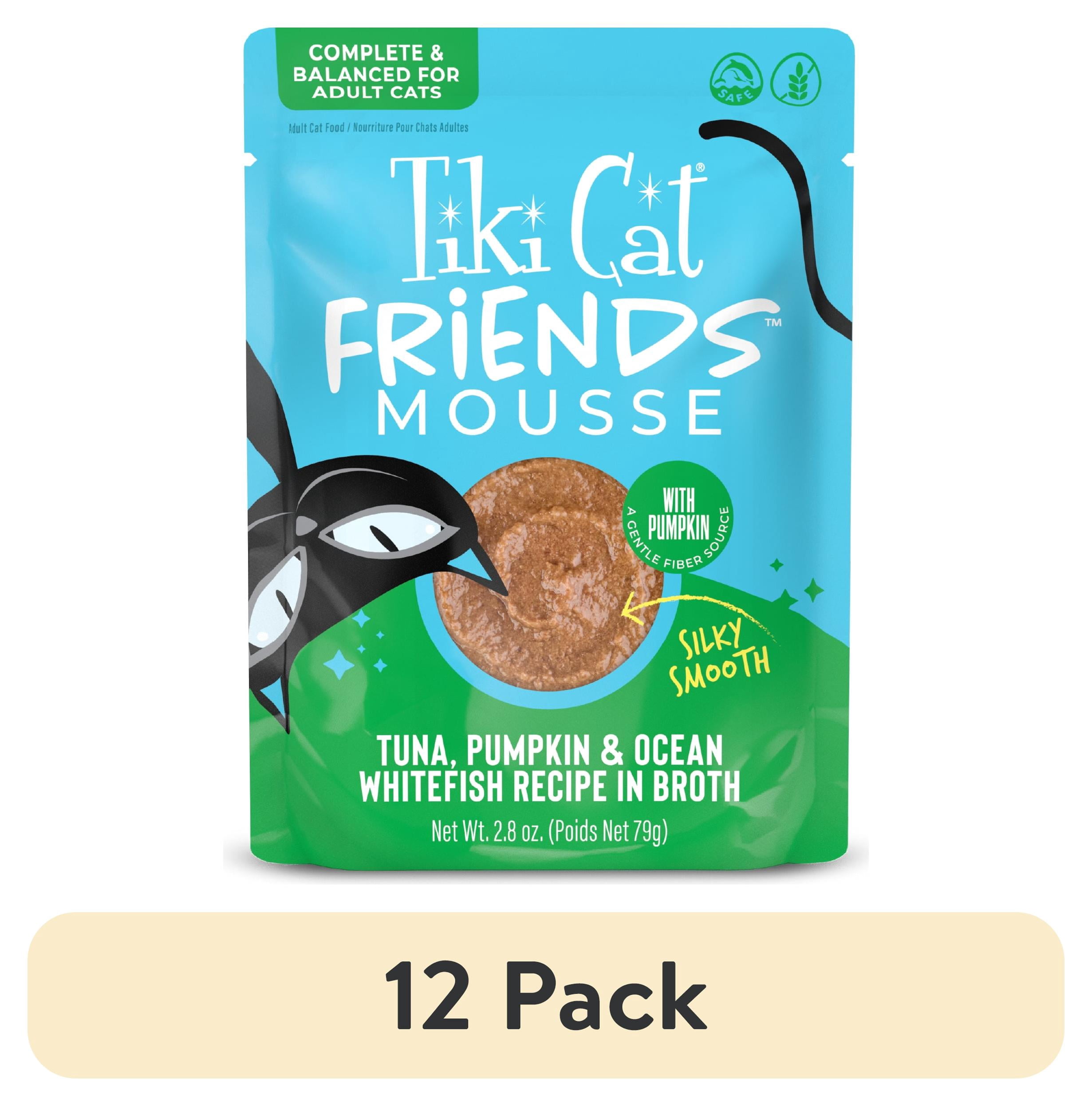 (12 pack) Tiki Cat Friends Mousse Tuna, Pumpkin & Ocean Whitefish, 2.8 oz. Pouch