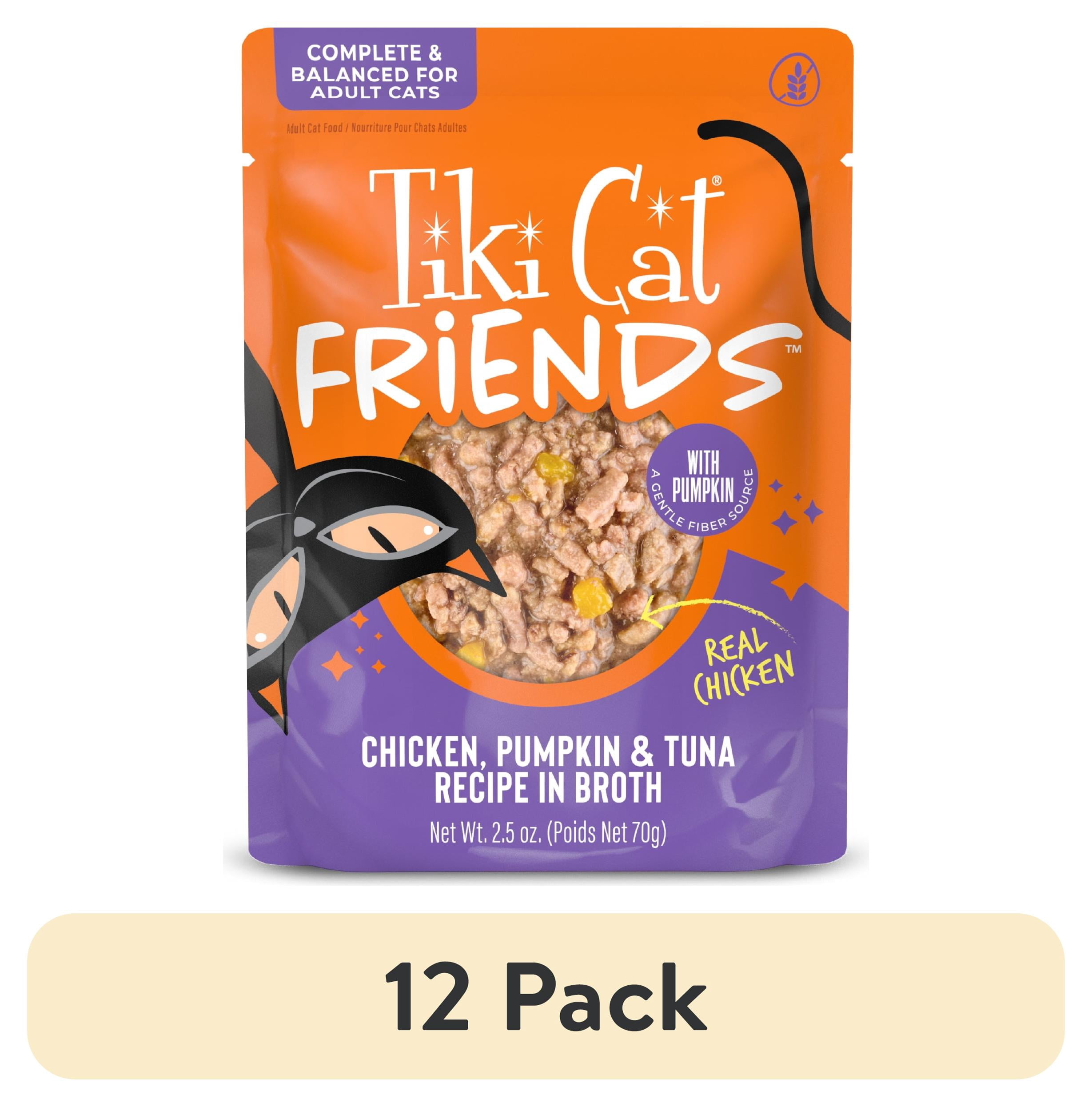 (12 pack) Tiki Cat Friends Wet Cat Food, Chicken, Pumpkin & Tuna, 2.5 oz. Pouch