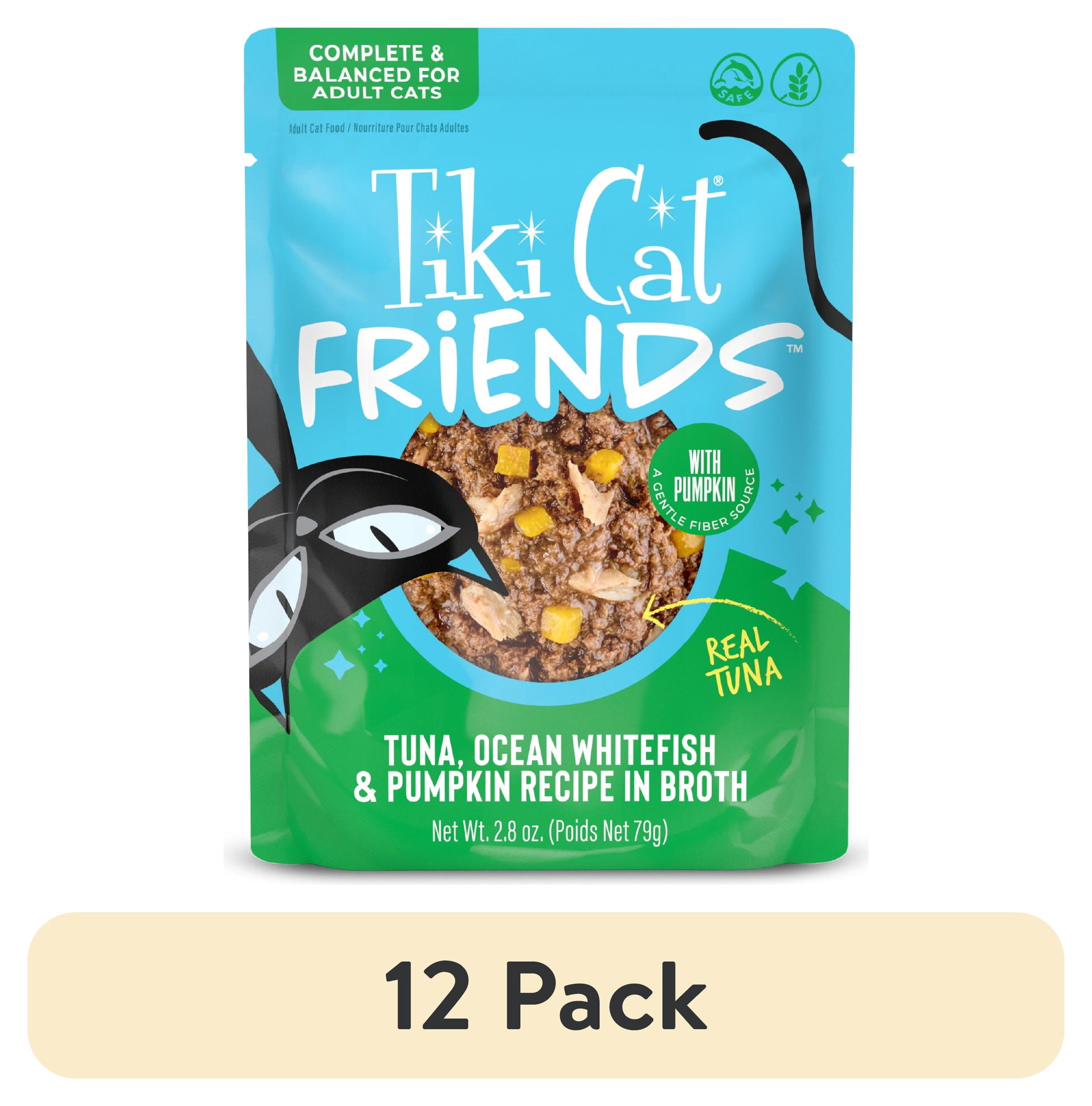 (12 pack) Tiki Cat Friends Tuna, Ocean Whitefish & Pumpkin, 2.8 oz. Pouch