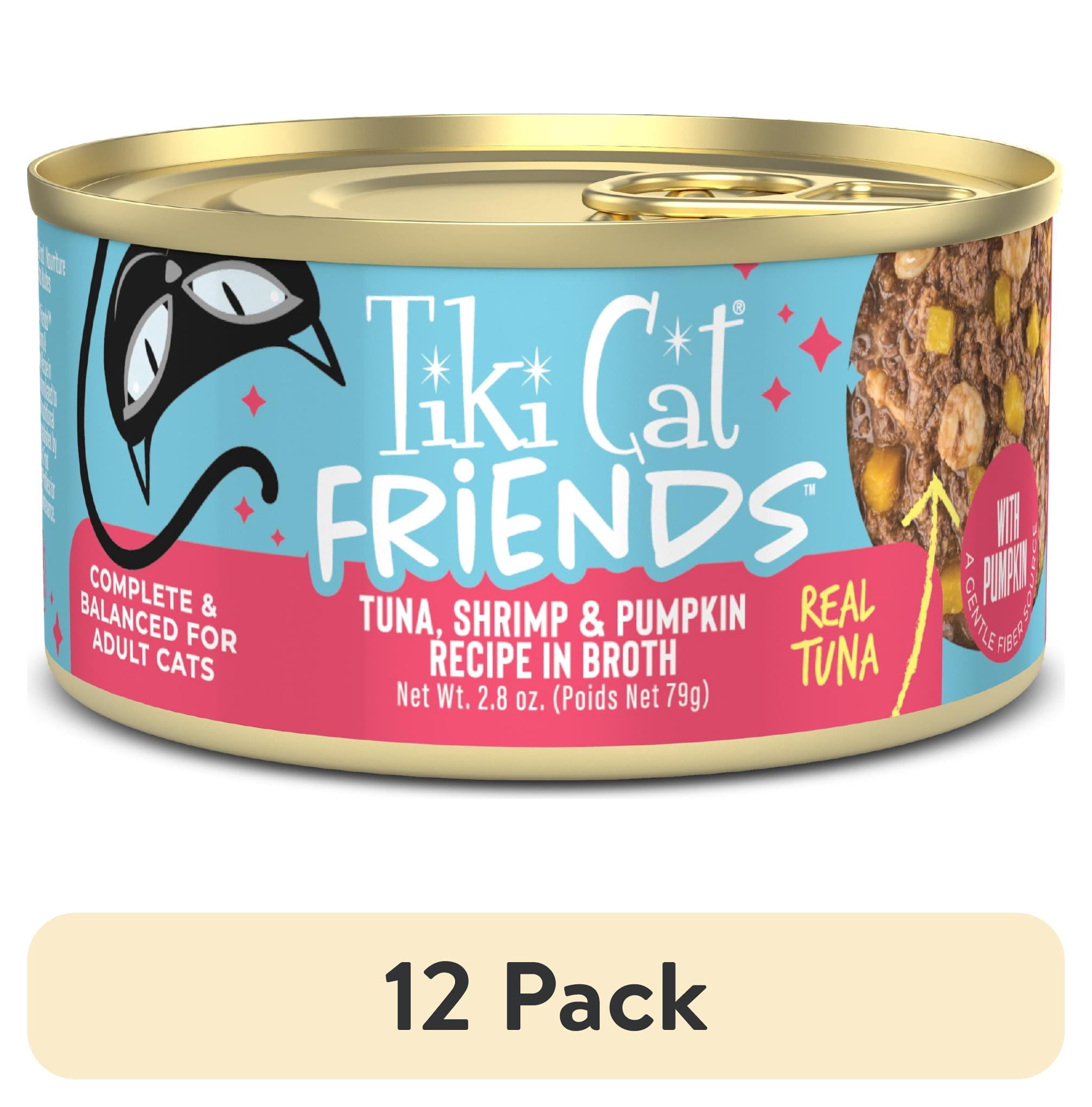 (12 pack) Tiki Cat Friends Tuna, Shrimp & Pumpkin Recipe in Broth, 2.8 oz. Can