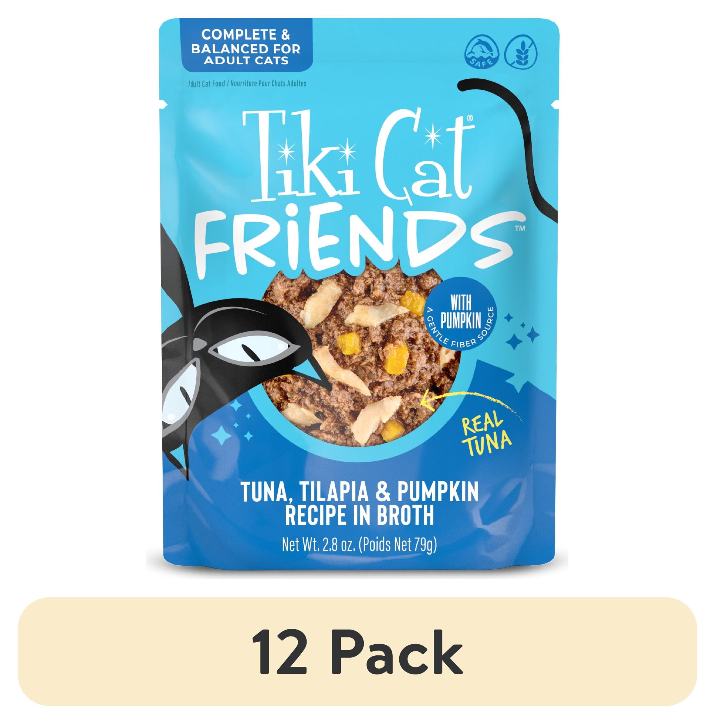 (12 pack) Tiki Cat Friends Tuna, Tilapia & Pumpkin, 2.8 oz. Pouch