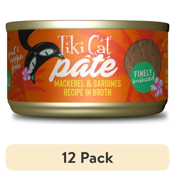 (12 pack) Tiki Cat Grill Pate Wet Cat Food, Mackerel & Sardines, 2.8 oz. Can
