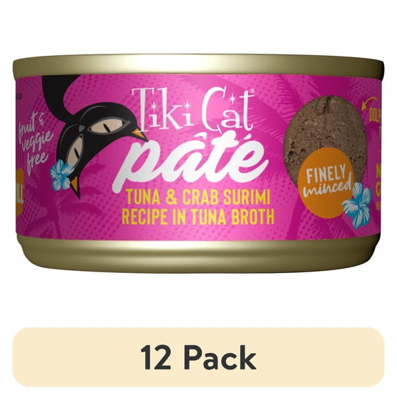 (12 pack) Tiki Cat Grill Pate Wet Cat Food, Tuna & Crab Surimi, 2.8 oz. Can