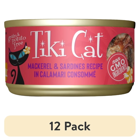 (12 pack) Tiki Cat Grill Wet Cat Food, Mackerel & Sardines, 2.8 oz. Can