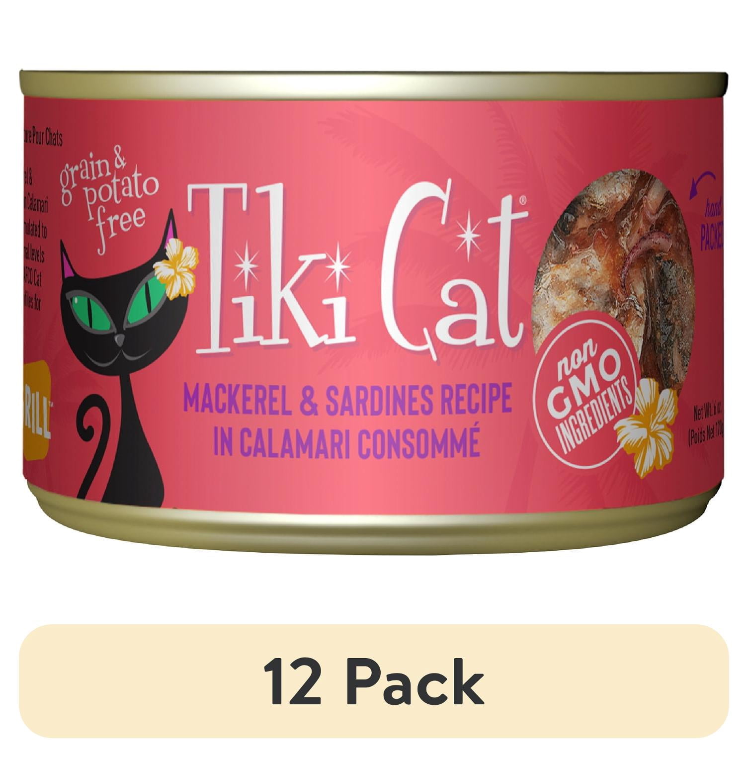 (12 pack) Tiki Cat Grill Wet Cat Food, Mackerel & Sardines, 6 oz. Can