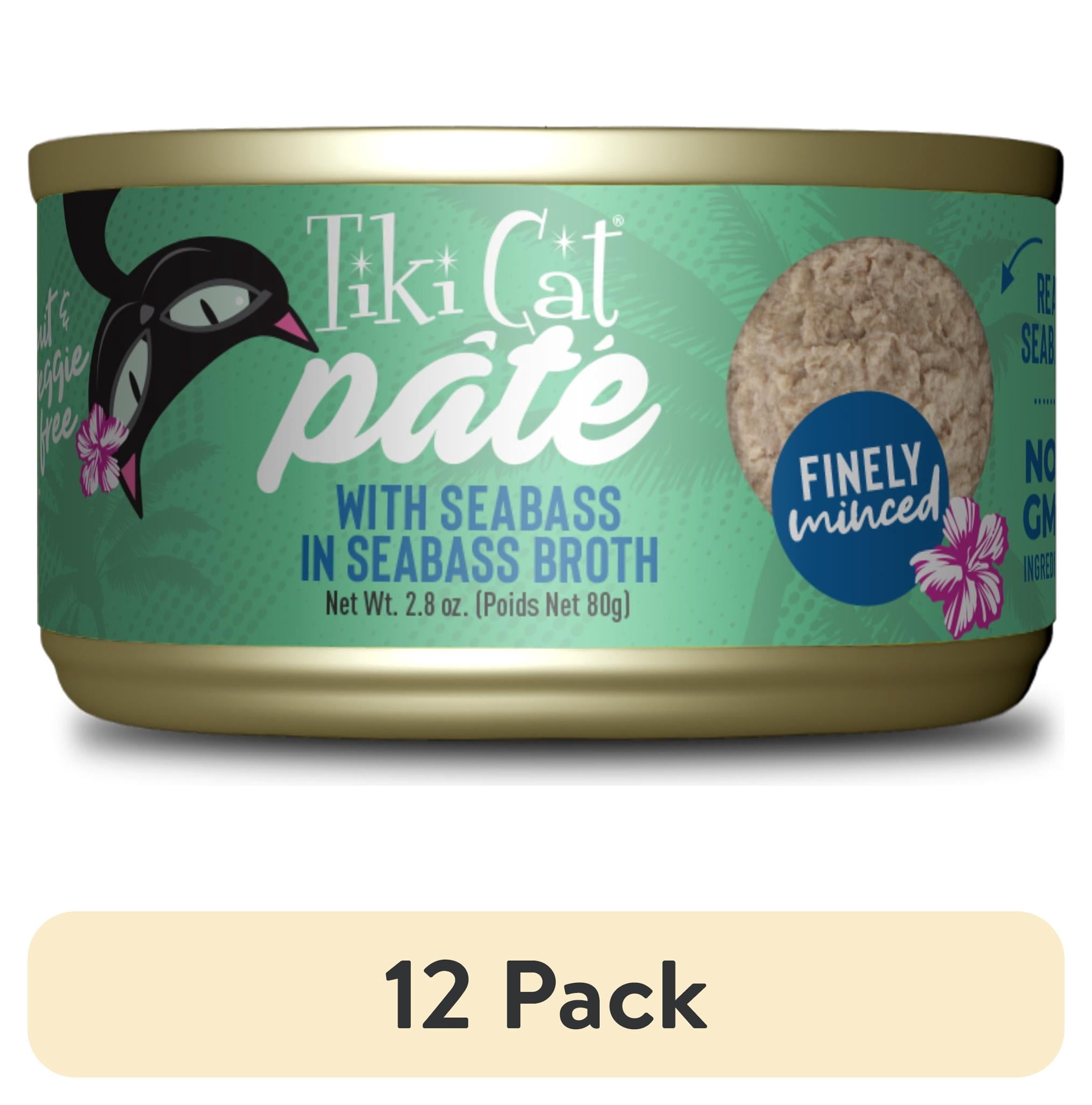 (12 pack) Tiki Cat Luau Pate Wet Cat Food, Seabass, 2.8 oz. Can
