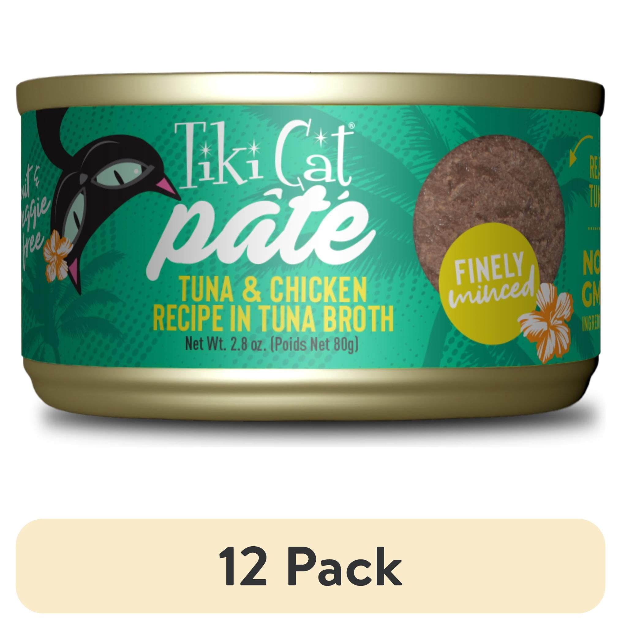 (12 pack) Tiki Cat Luau Pate Wet Cat Food, Tuna & Chicken, 2.8 oz. Can