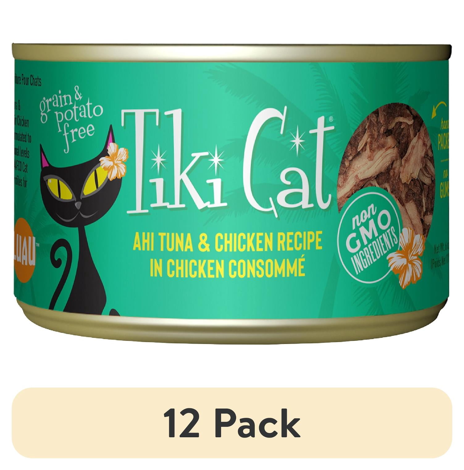 (12 pack) Tiki Cat Luau Wet Cat Food, Ahi Tuna, & Chicken, 6 oz. Can