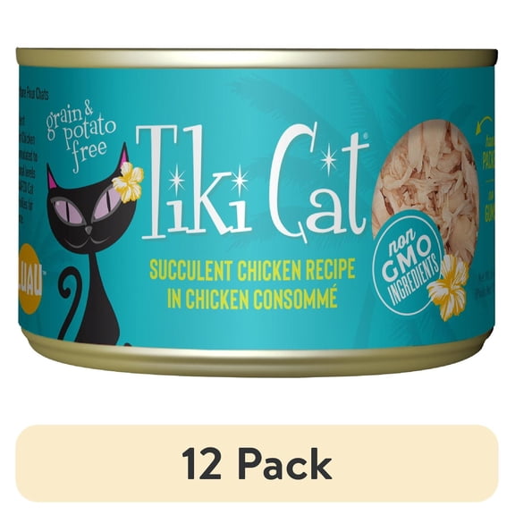 (12 pack) Tiki Cat Luau Wet Cat Food, Succulent Chicken, 6 oz. Can