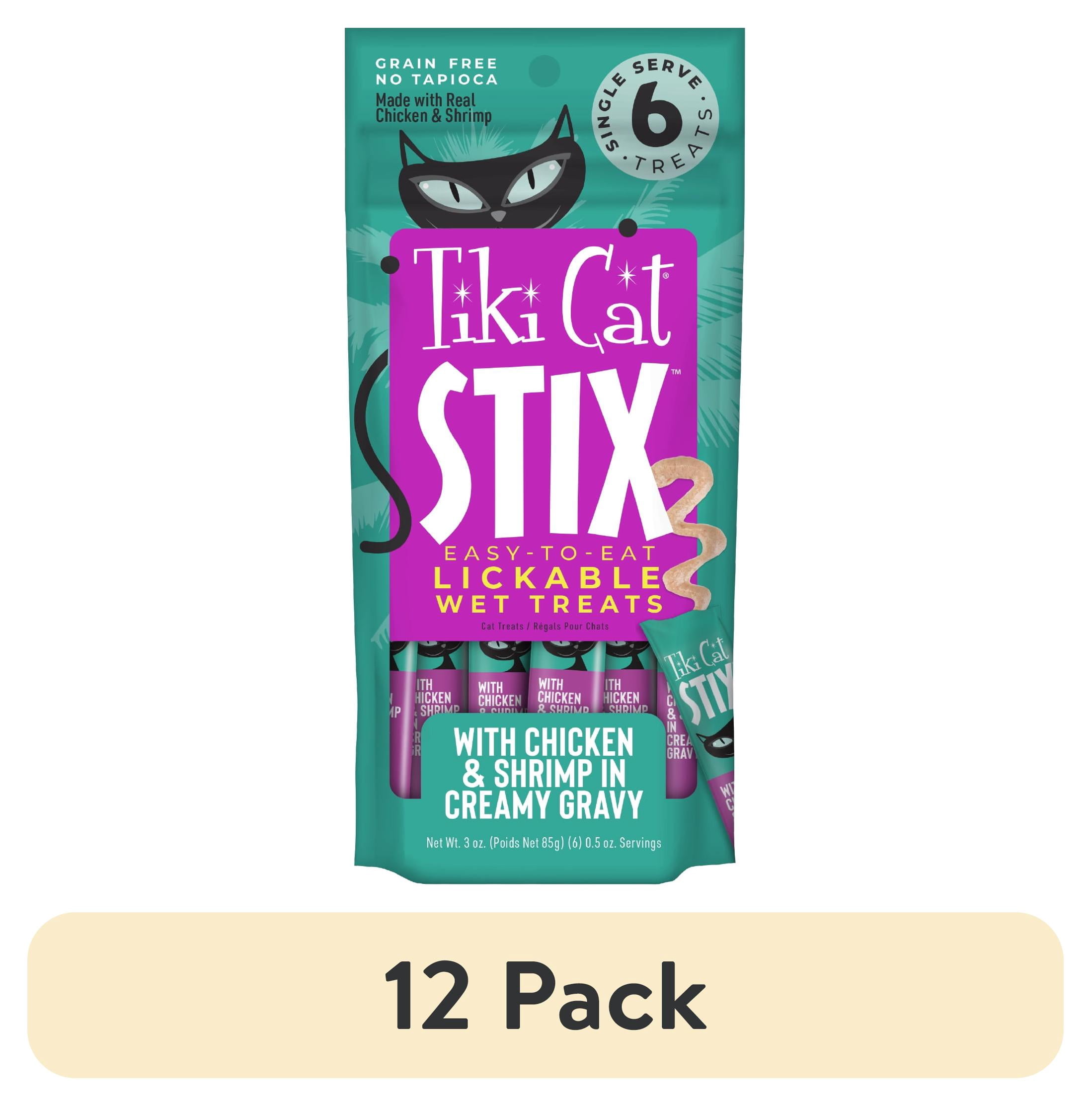(12 pack) Tiki Cat Stix Wet Cat Treats, Chicken & Shrimp, 3 oz. Pouch