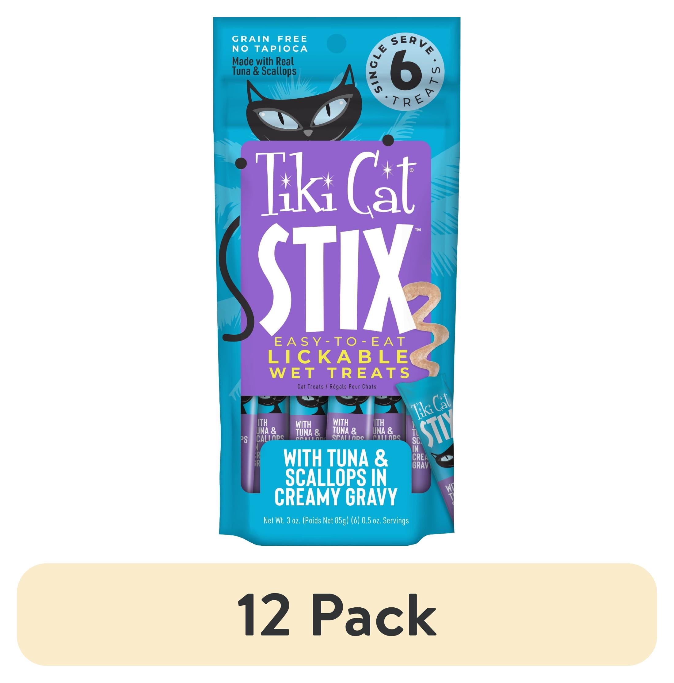 (12 pack) Tiki Cat Stix Wet Cat Treats, Tuna & Scallops, 3 oz. Pouch