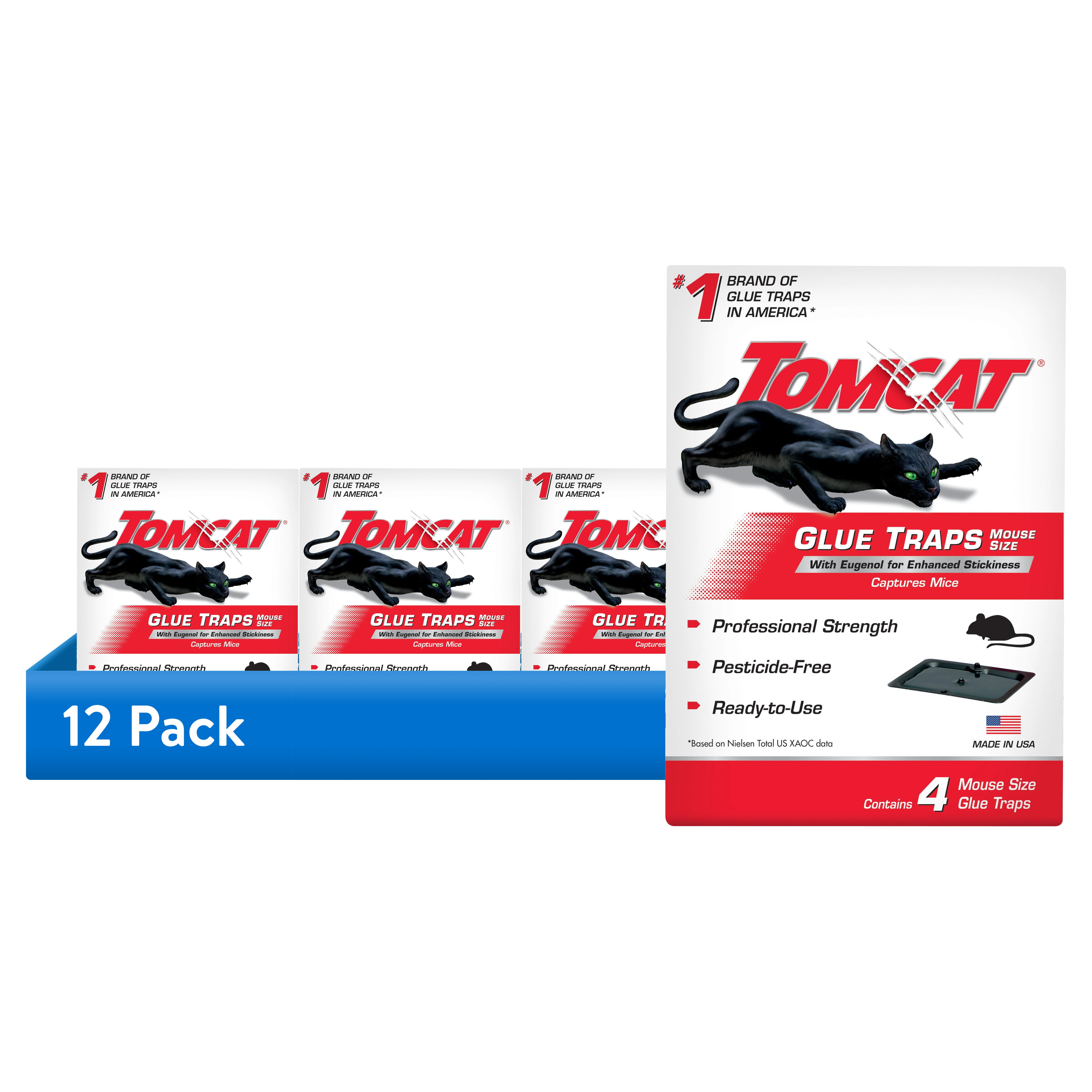 (12 pack) Tomcat Glue Traps Mouse Size with Eugenol for Enhanced Stickiness, 4 Pack