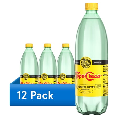 (12 pack) Topo Chico Sparkling Mineral Water, 1 Liter Bottle
