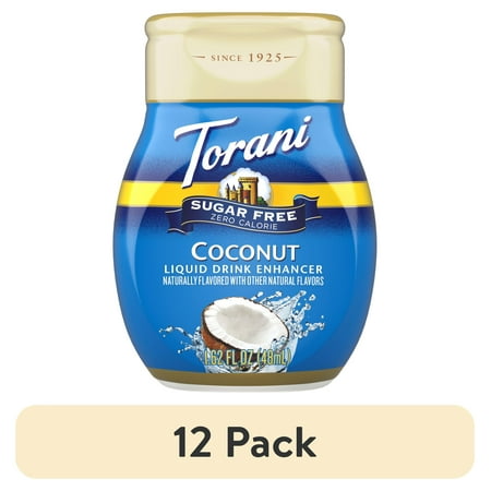 (12 pack) Torani Sugar Free Coconut Liquid Drink Enhancer, 1.62 fl oz