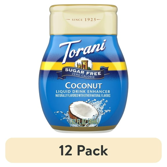 (12 pack) Torani Sugar Free Coconut Liquid Drink Enhancer, 1.62 fl oz