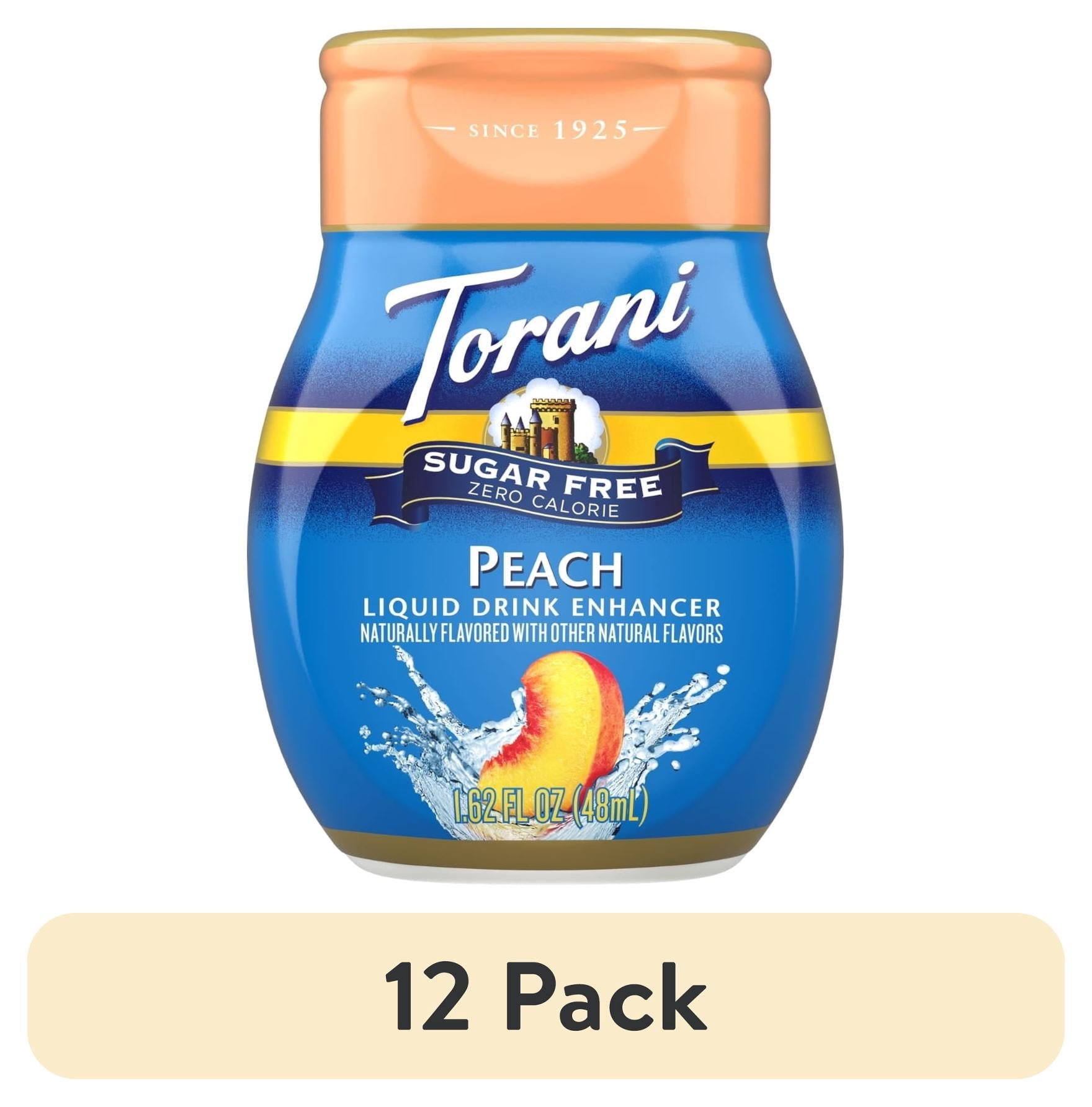 (12 pack) Torani Sugar Free Peach Liquid Drink Enhancer, 1.62 fl oz
