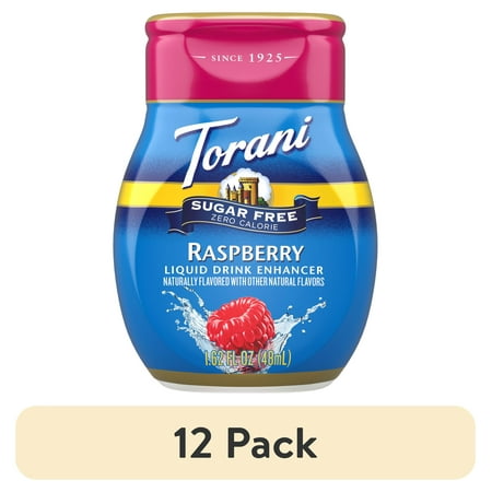 (12 pack) Torani Sugar Free Raspberry Liquid Drink Enhancer, 1.62 fl oz