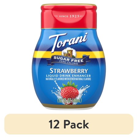 (12 pack) Torani Sugar Free Strawberry Liquid Drink Enhancer, 1.62 fl oz