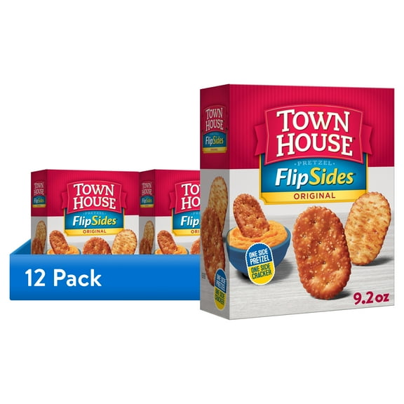 (12 pack) Town House FlipSides Original Oven Baked Crackers, Lunch Snacks, 9.2 oz