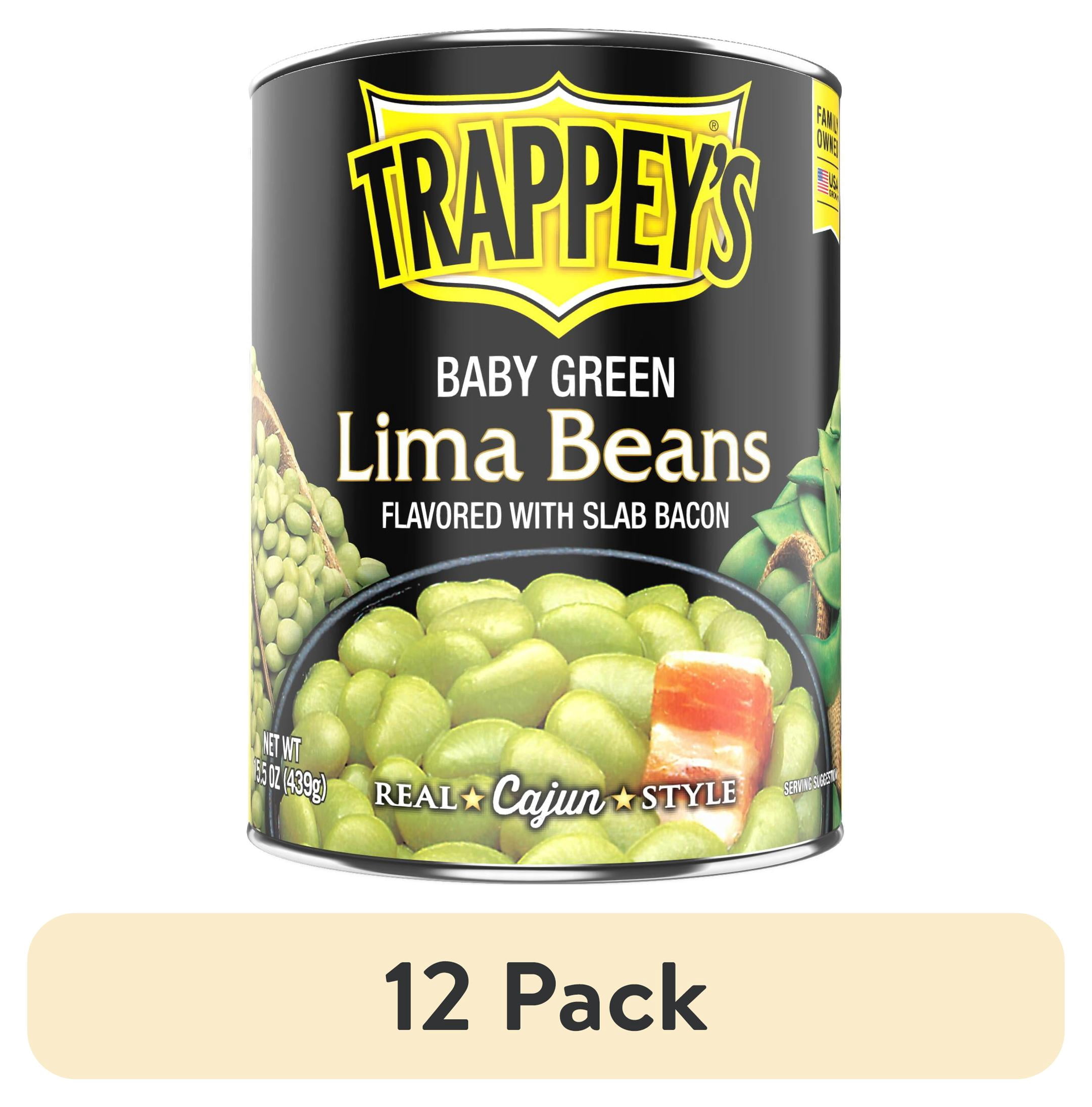 (12 pack) Trappey’s Seasoned Baby Green Lima Beans with Bacon, 15.5 oz., Can
