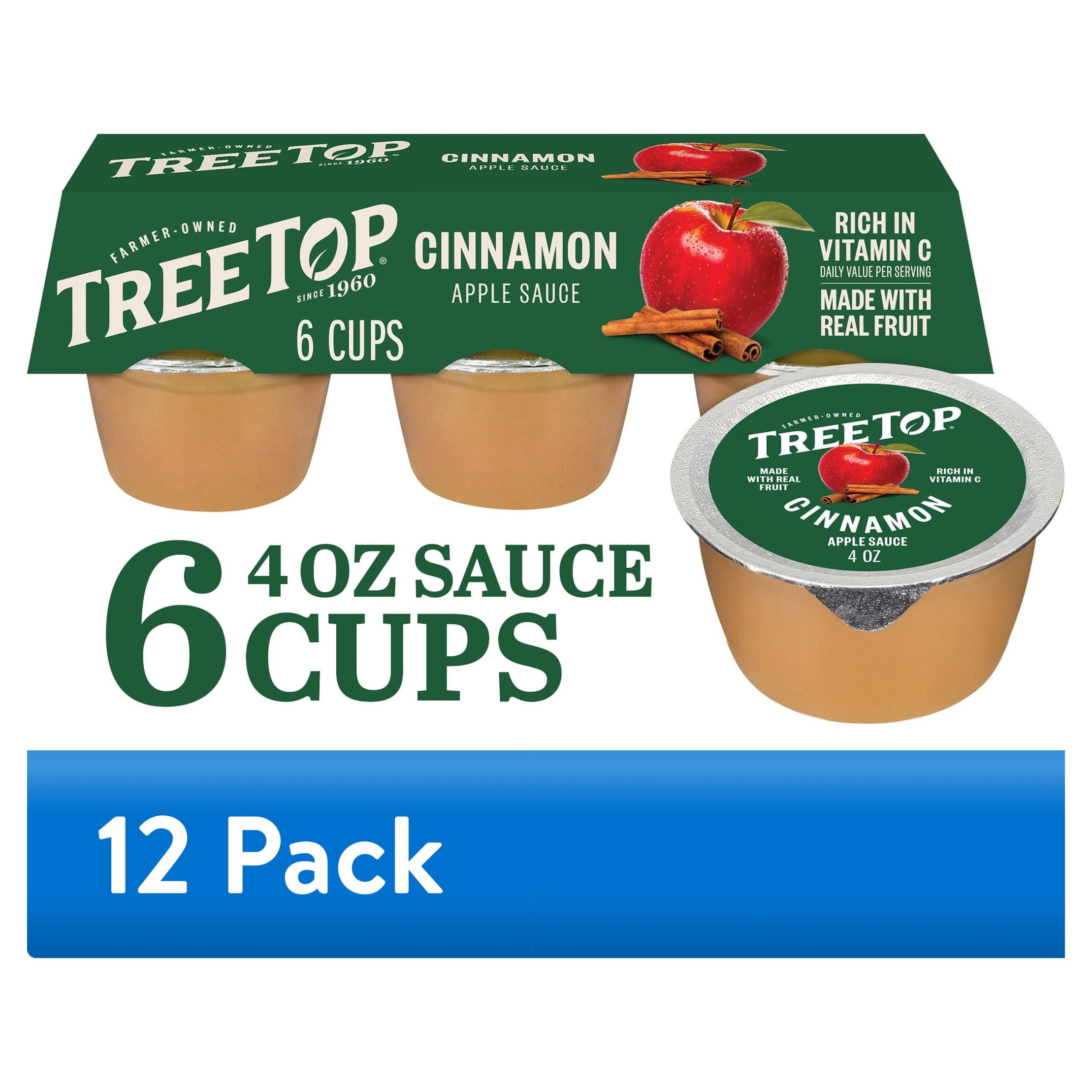(12 pack) Tree Top Apple Sauce Cups, Cinnamon, 4 oz, 6 Count