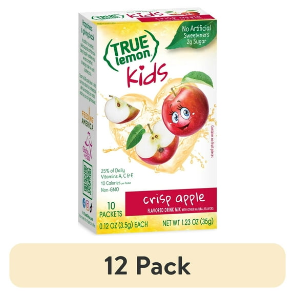 (12 pack) True Lemon Kids Crisp Apple Drink Mix, Low Sugar, No Artificial Sweeteners, 10 Count