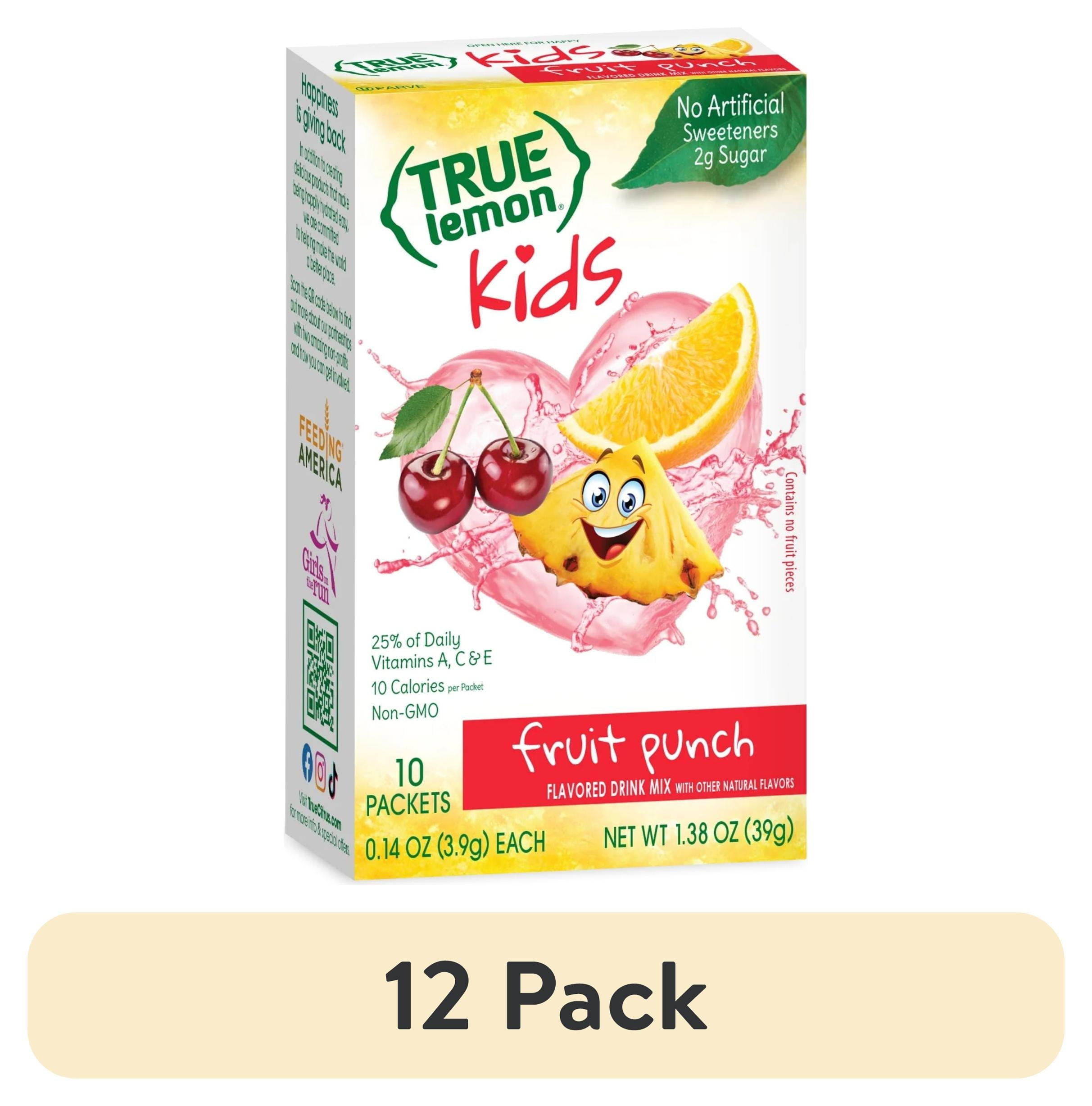 (12 pack) True Lemon Kids Fruit Punch Powdered Drink Mix, Low Sugar, No Artificial Sweeteners, 10 Count Box