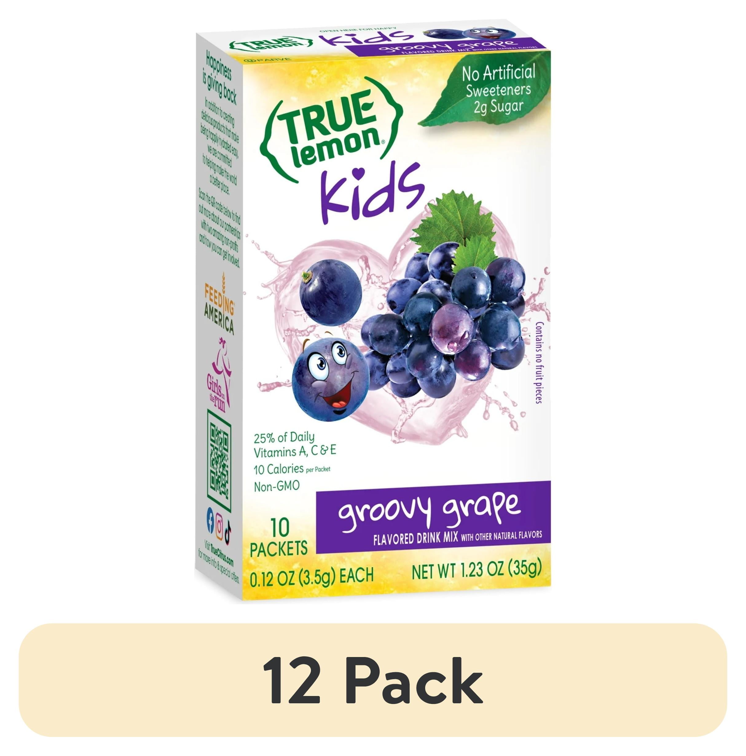 (12 pack) True Lemon Kids Groovy Grape Drink Mix, Low Sugar, No Artificial Sweeteners, 10 Count
