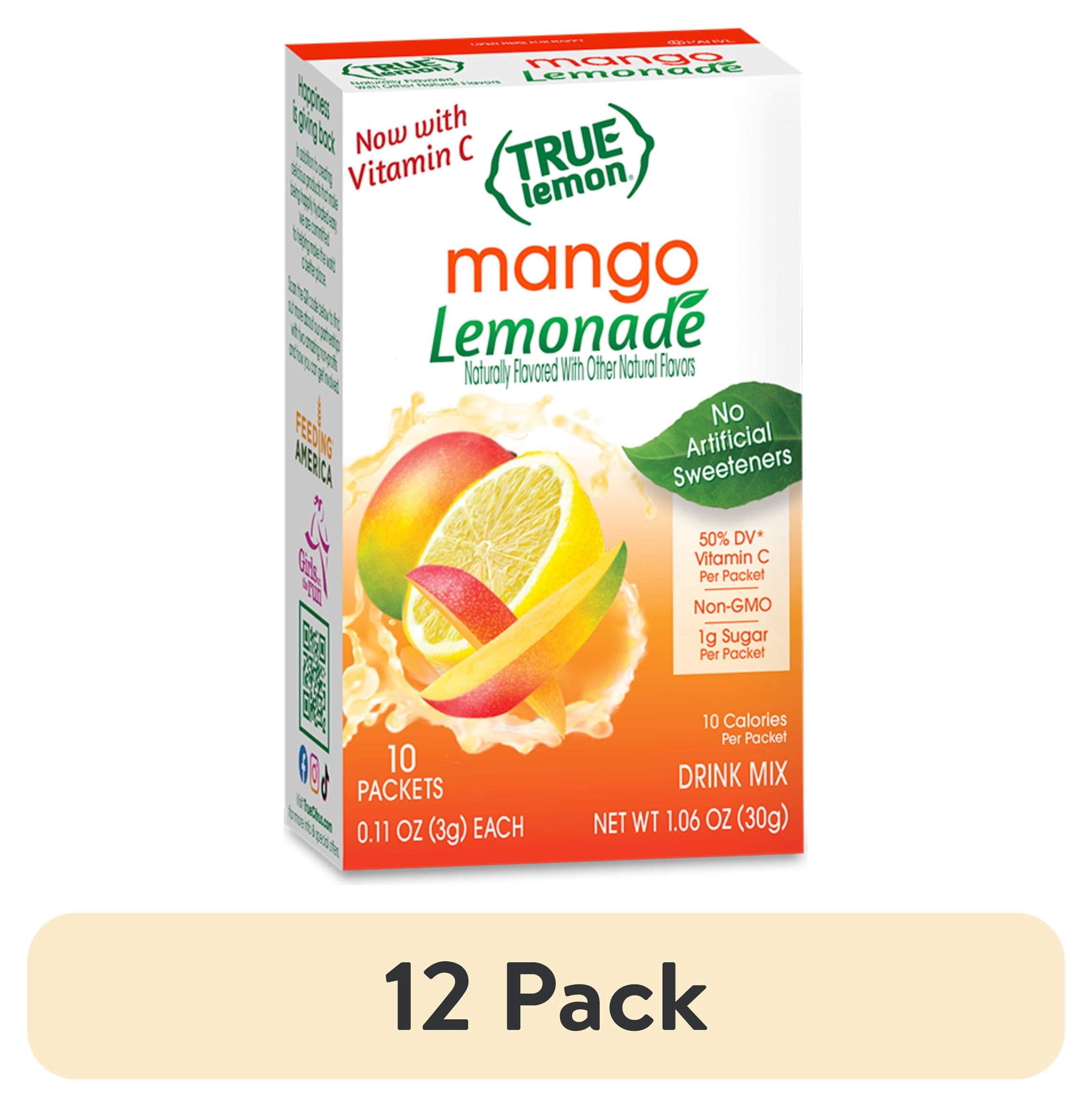 (12 pack) True Lemon Mango Lemonade Drink Mix Powder, 10 Calories, No Artificial Sweeteners, 10 Count Box
