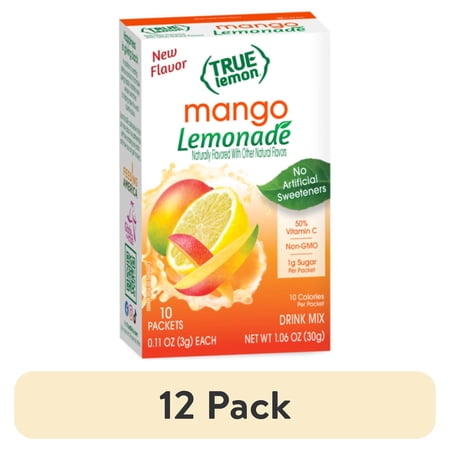 (12 pack) True Lemon Mango Lemonade Drink Mix Powder, 10 Calories, No Artificial Sweeteners, 10 Count Box