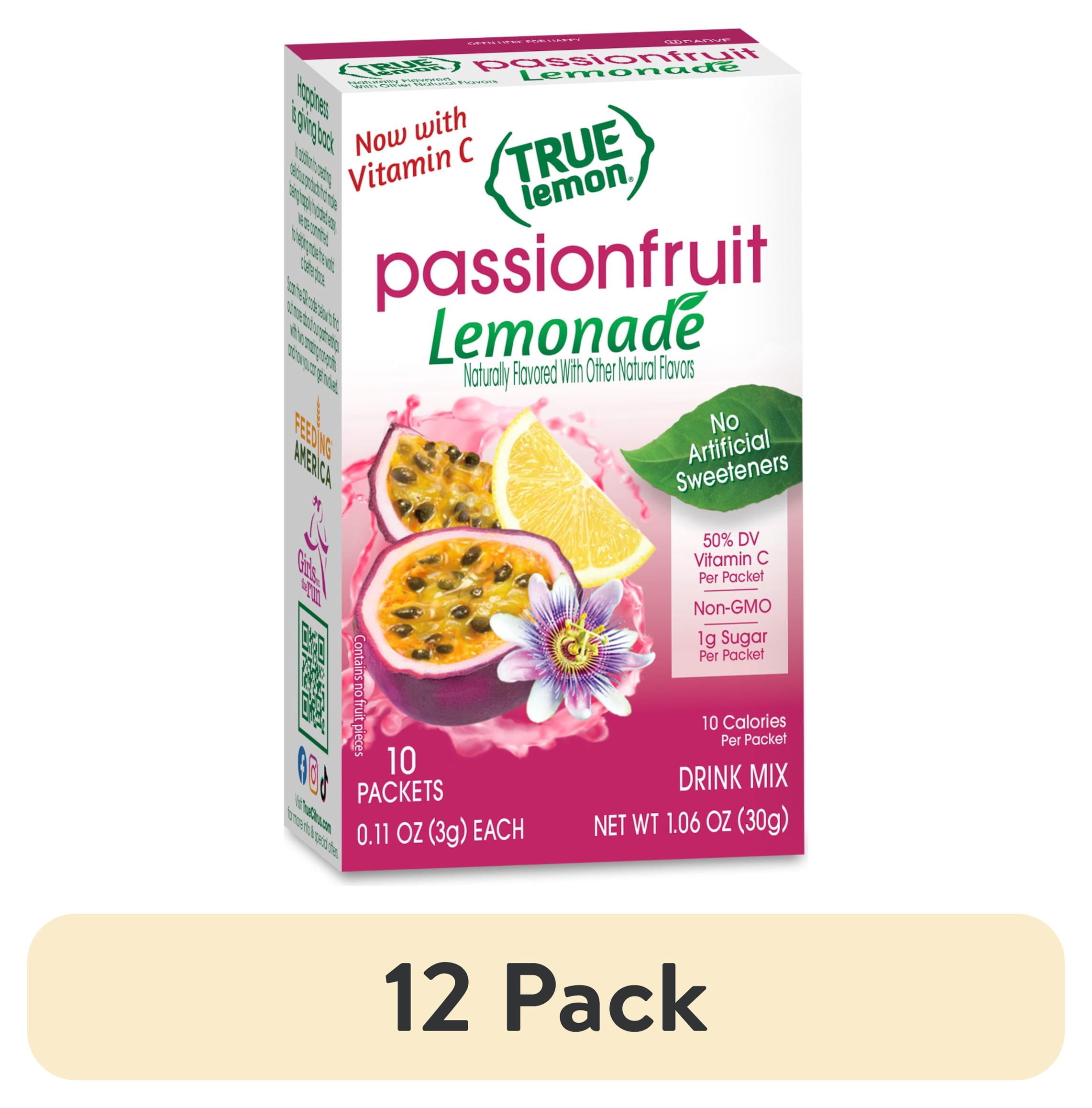 (12 pack) True Lemon Passionfruit Lemonade Drink Mix, 10 Calories, No Artificial Sweetners, 10 Count
