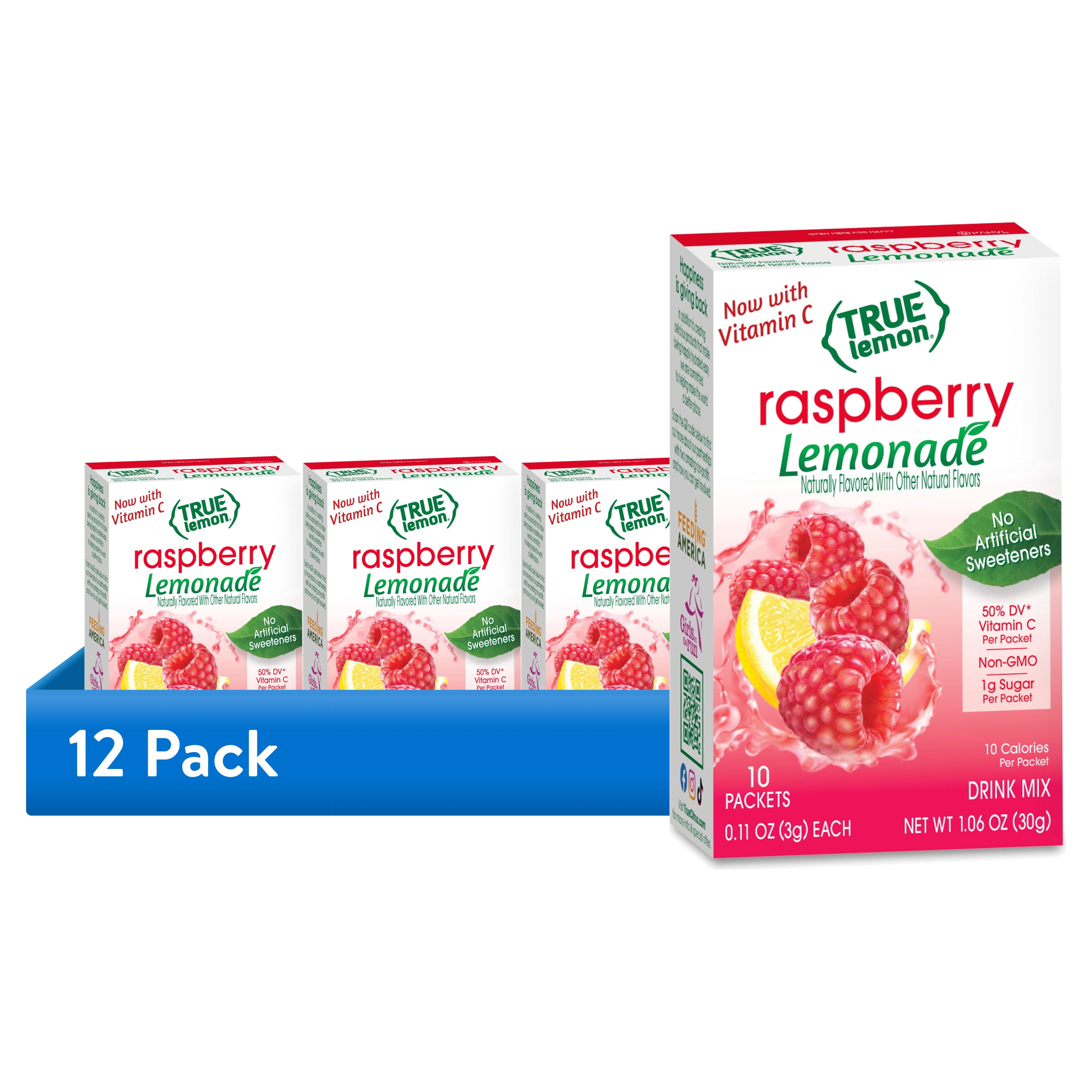 (12 pack) True Lemon Raspberry Lemonade Drink Mix Powder, No Artificial Sweeteners, 1.06 oz., 10 Count Box