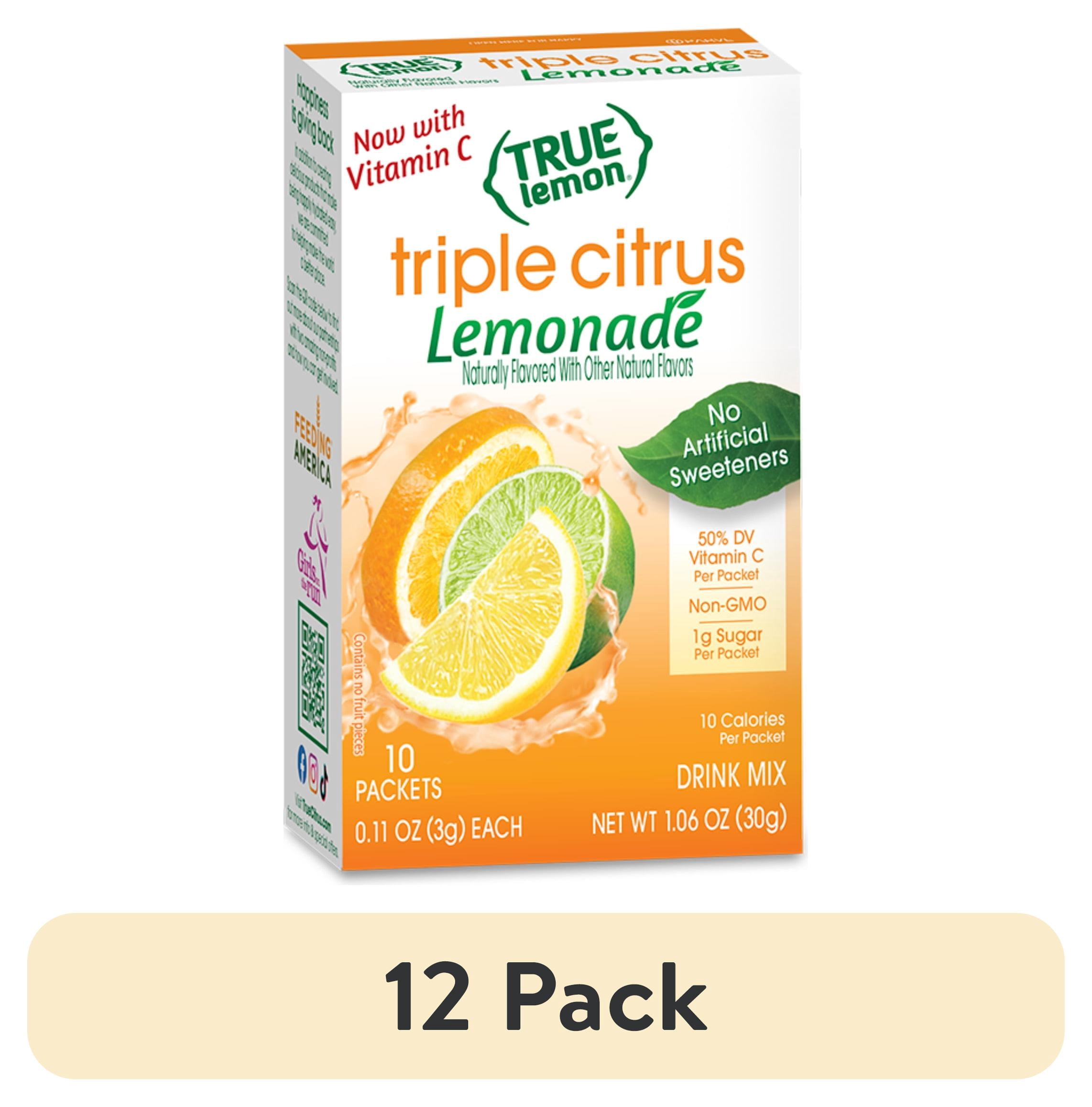 (12 pack) True Lemon Triple Citrus Lemonade Drink Mix, 10 Calories, No Artificial Sweetners, 10 Count