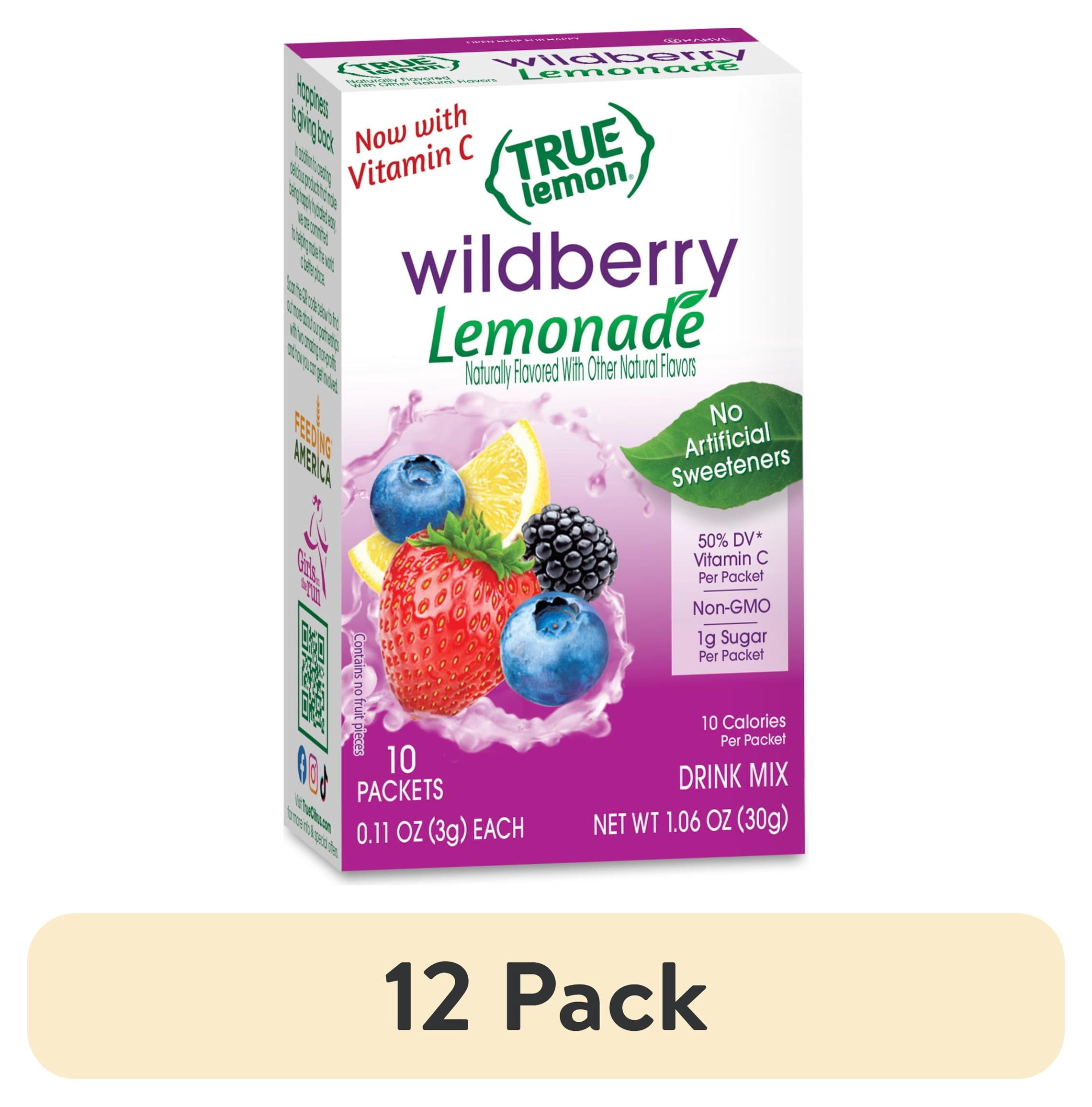 (12 pack) True Lemon Wildberry Lemonade Drink Mix Powder, 10 Calories, No Artificial Sweeteners, 10 Count Box