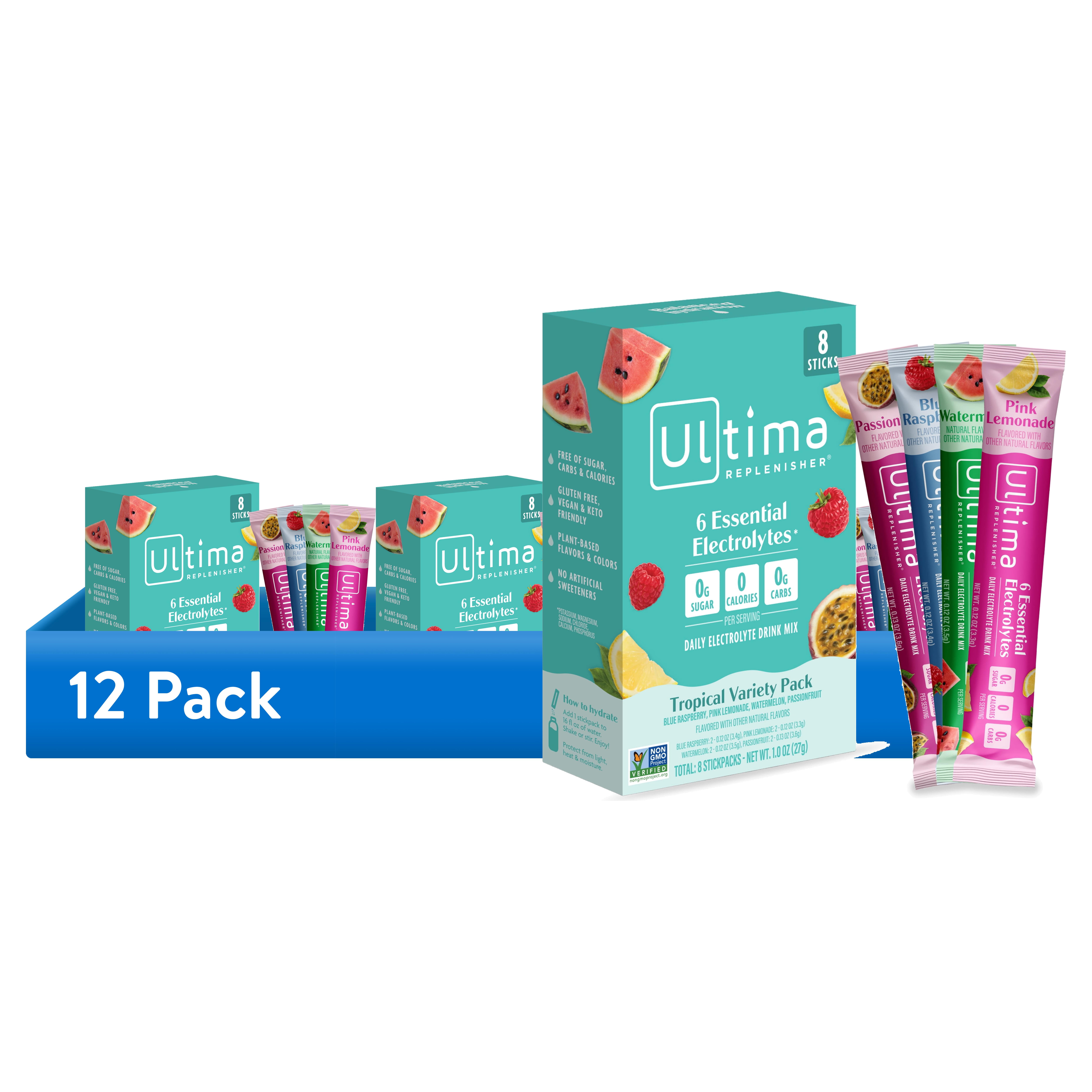 Hyration Backpack (12 pack) Ultima Replenisher, Electrolyte Drink Mix Packets, Sugar Free ...