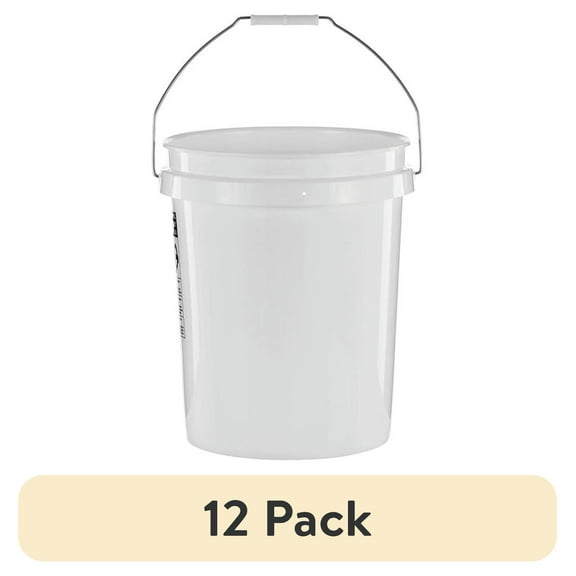 (12 pack) United Solutions 5 Gallon Round Utility Bucket, Comfort Handle, Plastic, White, PN0149, 1 Each