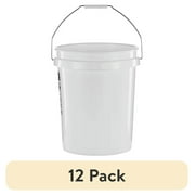 12 pack United Solutions 5 Gallon Round Utility Bucket, Comfort Handle, Plastic, White, PN0149, 1 Each