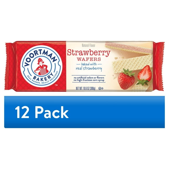 (12 pack) VOORTMAN Strawberry Wafer Cookies 10.6 oz