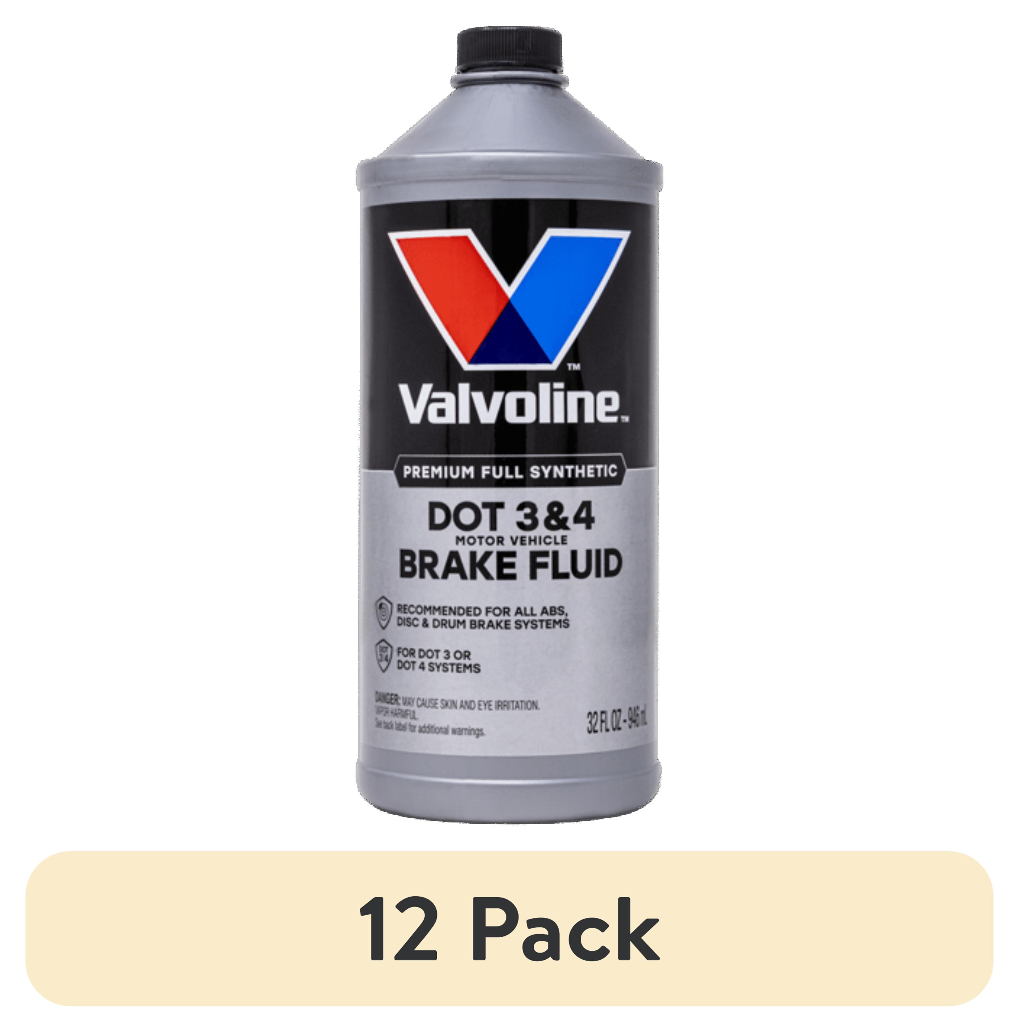 (12 pack) Valvoline 601458 Synthetic DOT 3 & 4 Brake Fluid, 32 fl oz – For Cars, Trucks, ABS, Disc & Drum Brakes