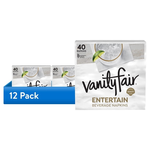 (12 pack) Vanity Fair Entertain Disposable Beverage Napkins (40 Count)