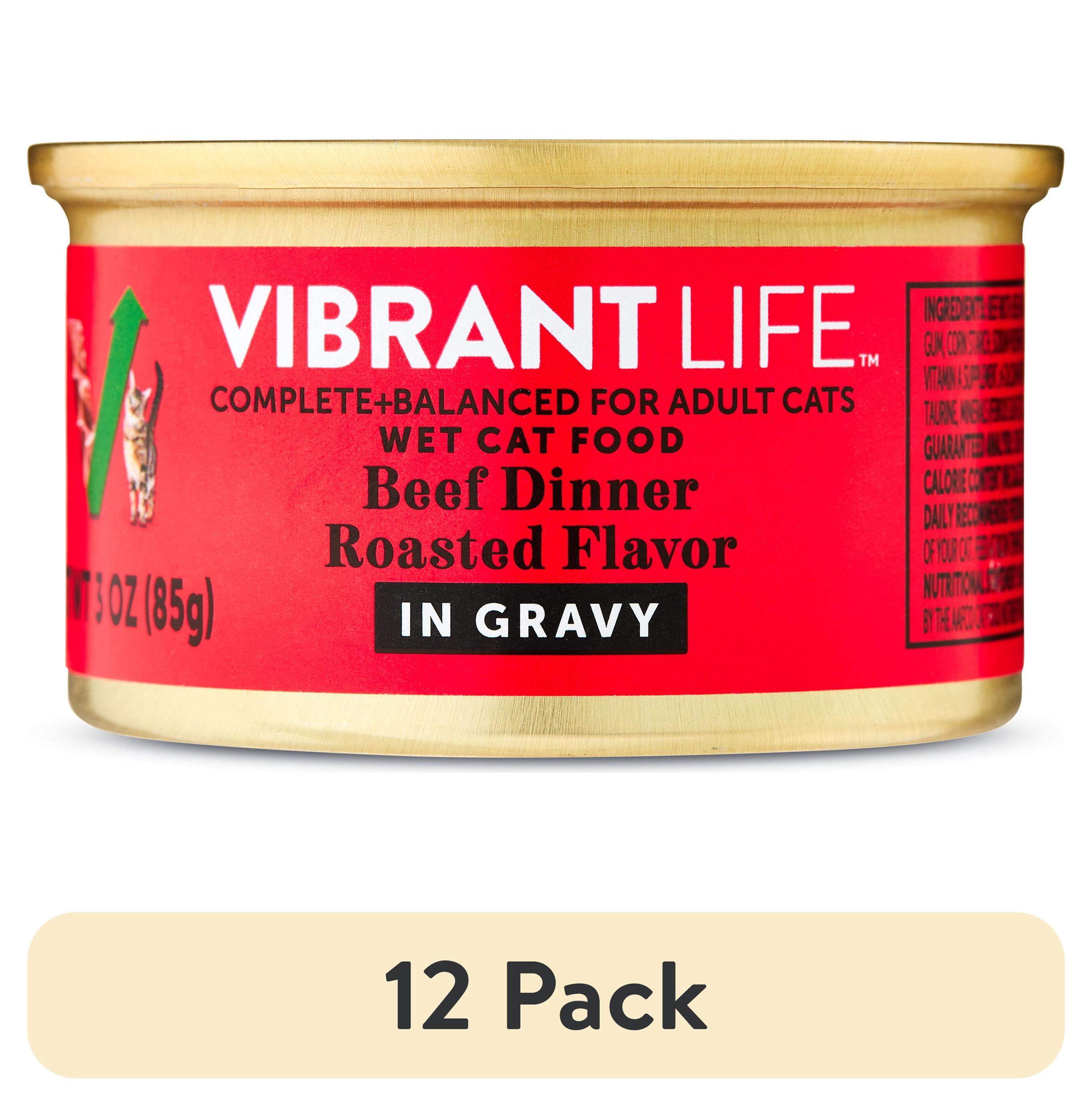 (12 pack) Vibrant Life Beef Dinner Roasted Flavor in Gravy Wet Cat Food, 3 oz Can