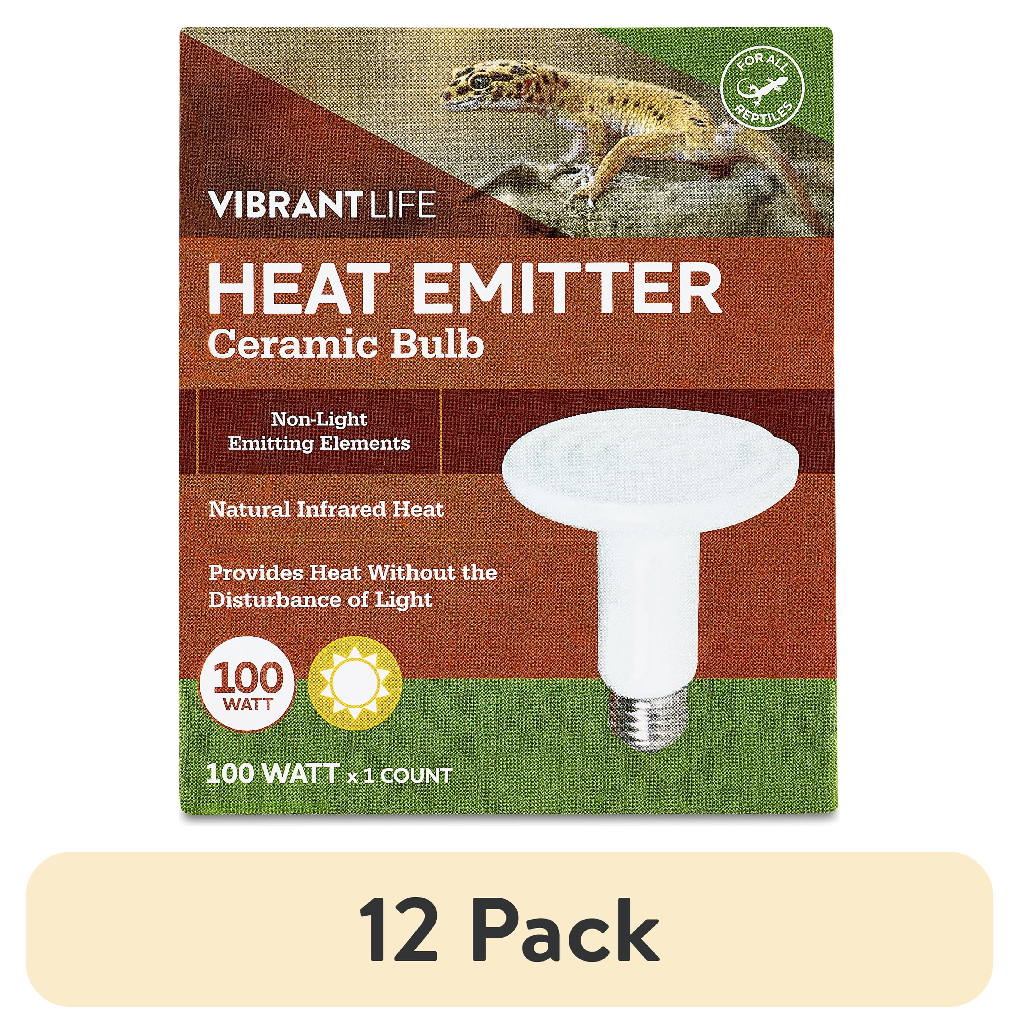 (12 pack) Vibrant Life Ceramic Bulb Heat Emitter for Reptiles, Non-Visible Heat 100 Watts
