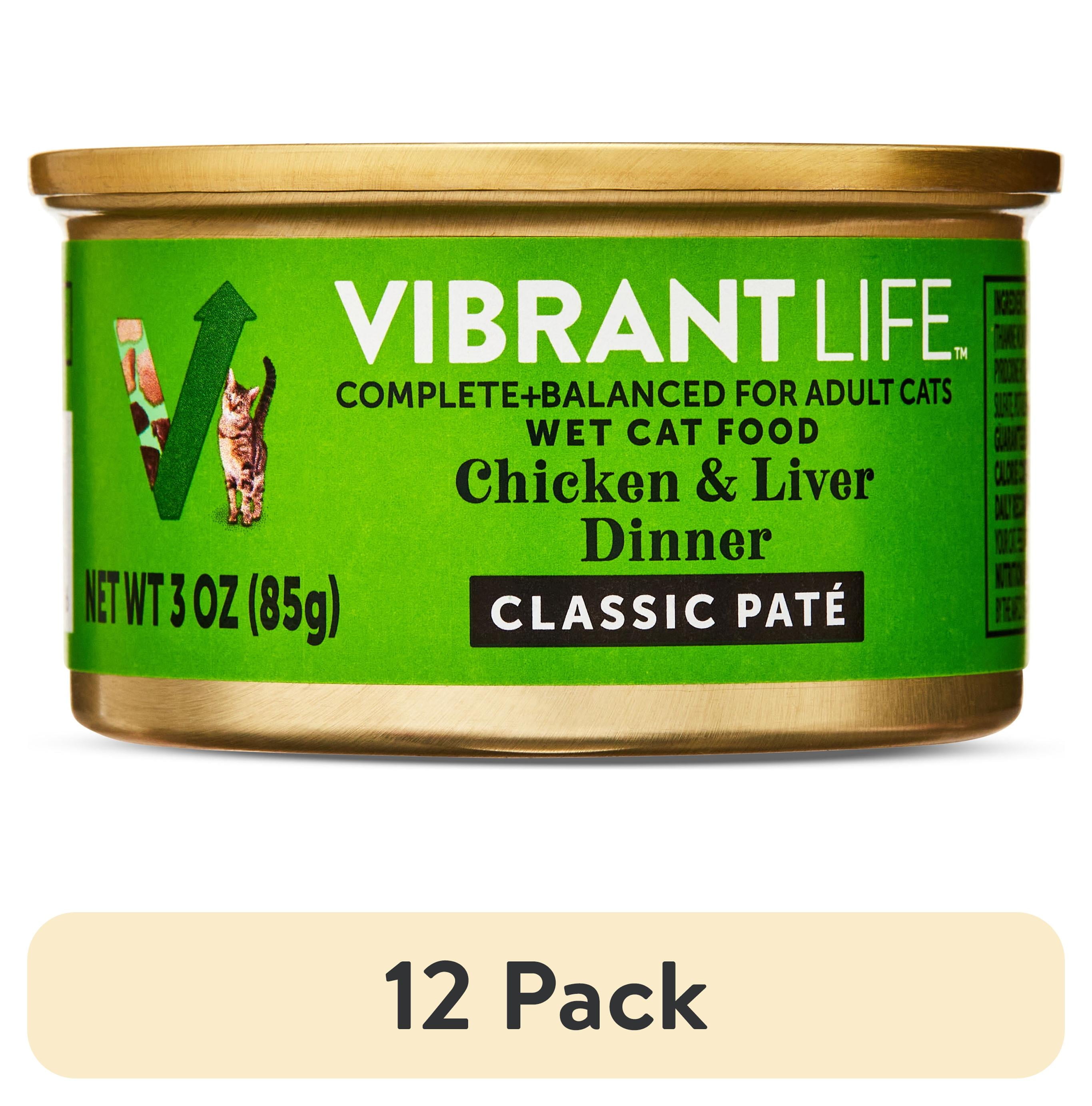 (12 pack) Vibrant Life Chicken & Liver Dinner Classic Pate Wet Cat Food, Grain-Free, 3 oz Can