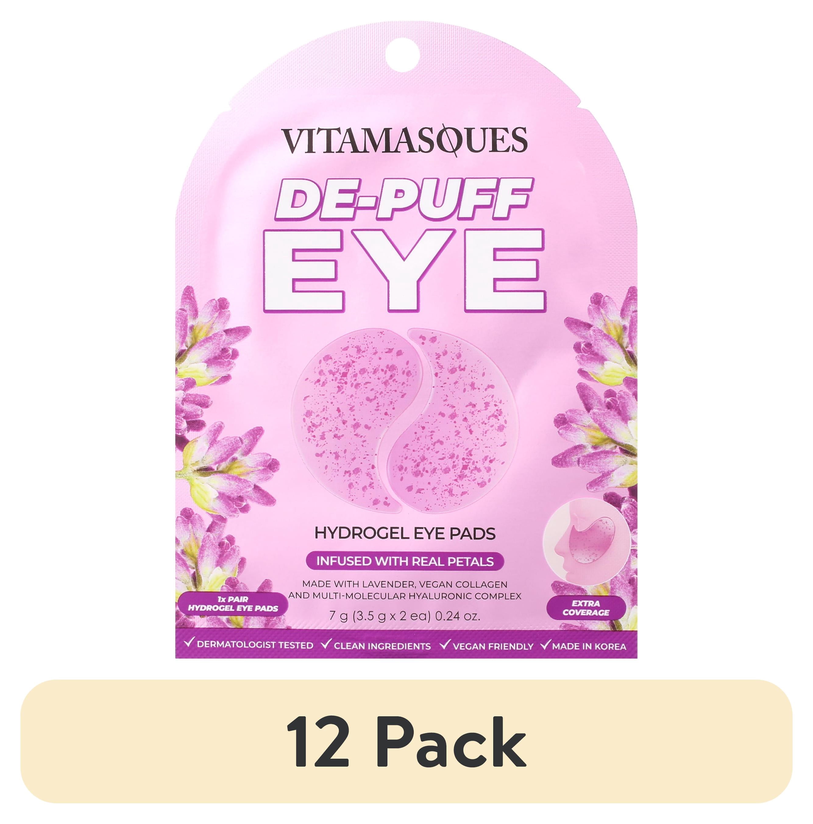 (12 pack) Vitamasques De-Puff Hydrogel Eye Pads, with Lavender & Vegan Collagen, 1 Pair
